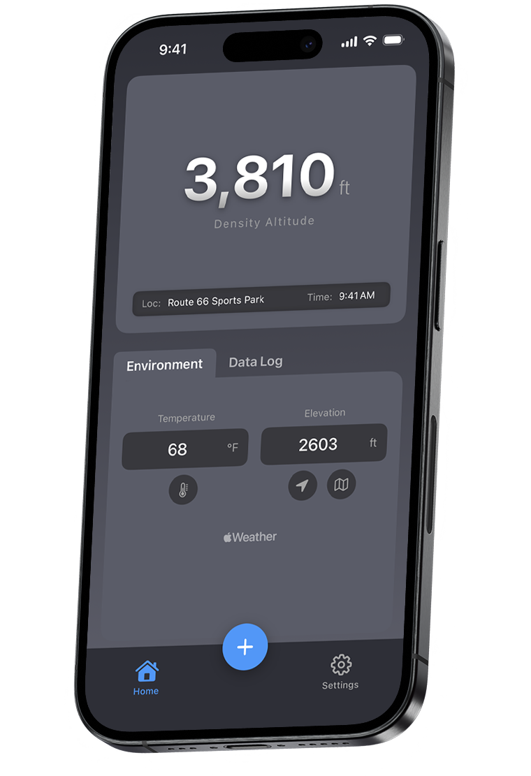 Quick DA density altitude app running on iPhone