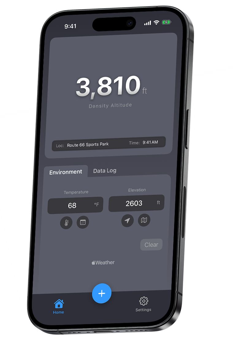 Quick DA density altitude app running on iPhone